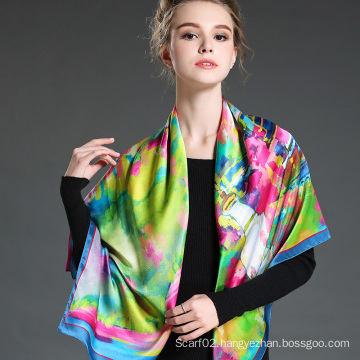 Digital Printing Large Silk Square Scarf